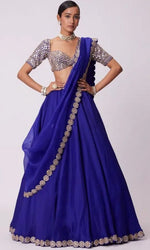 Angelic Blue Color Georgette  Fabric Party Wear Lehenga
