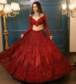Angelic Red Color Georgette  Fabric Party Wear Lehenga
