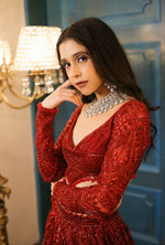 Angelic Red Color Georgette  Fabric Party Wear Lehenga