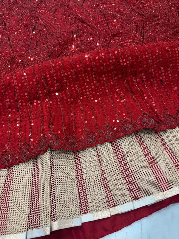 Angelic Red Color Georgette  Fabric Party Wear Lehenga