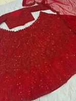 Angelic Red Color Georgette  Fabric Party Wear Lehenga