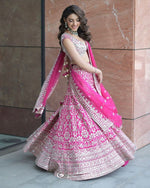 Elegant Pink Color Georgette  Fabric Party Wear Lehenga