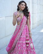 Elegant Pink Color Georgette  Fabric Party Wear Lehenga