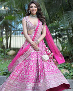 Elegant Pink Color Georgette  Fabric Party Wear Lehenga