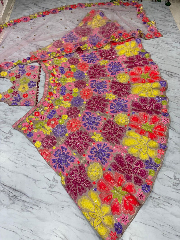 Elegant Multi Color Georgette  Fabric Party Wear Lehenga