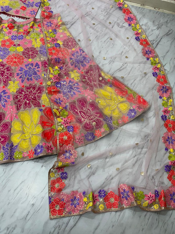 Elegant Multi Color Georgette  Fabric Party Wear Lehenga
