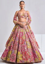 Elegant Multi Color Georgette  Fabric Party Wear Lehenga