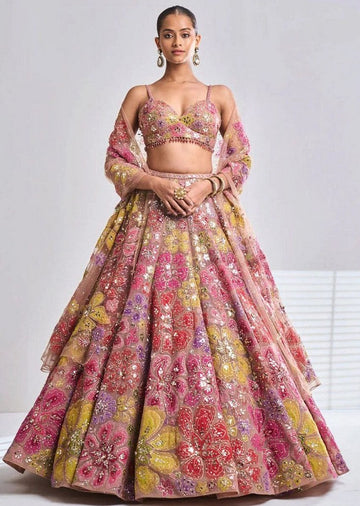 Elegant Multi Color Georgette  Fabric Party Wear Lehenga