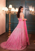 Elegant Pink Color Net Fabric Party Wear Lehenga