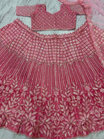 Elegant Pink Color Net Fabric Party Wear Lehenga