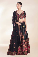 Elegant Black Color Georgette  Fabric Party Wear Lehenga
