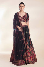 Elegant Black Color Georgette  Fabric Party Wear Lehenga