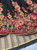 Elegant Black Color Georgette  Fabric Party Wear Lehenga