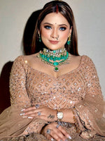 Glowing Golden Color Net Fabric Wedding Lehenga