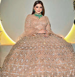 Glowing Golden Color Net Fabric Wedding Lehenga