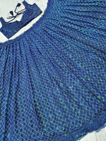 Glowing Blue Color Net Fabric Party Wear Lehenga