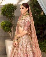 Glowing Peach Color Silk Fabric Wedding Lehenga
