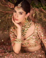 Glowing Peach Color Silk Fabric Wedding Lehenga