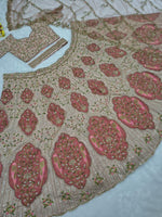 Glowing Peach Color Silk Fabric Wedding Lehenga