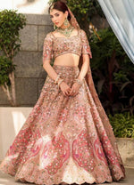 Glowing Peach Color Silk Fabric Wedding Lehenga