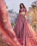 Desirable Pink Color Silk  Fabric Wedding Lehenga