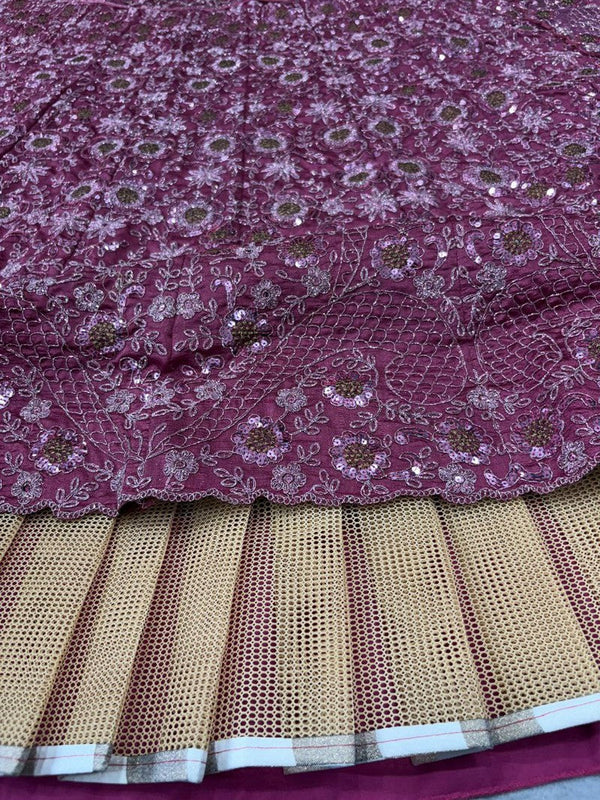 Desirable Pink Color Silk  Fabric Wedding Lehenga