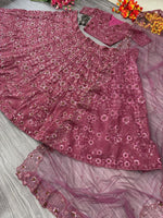 Desirable Pink Color Silk  Fabric Wedding Lehenga