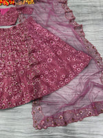Desirable Pink Color Silk  Fabric Wedding Lehenga