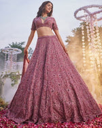 Desirable Pink Color Silk  Fabric Wedding Lehenga