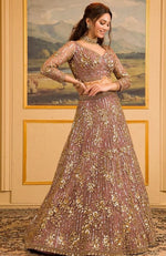 Desirable Pink Color Georgette  Fabric Wedding Lehenga