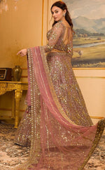 Desirable Pink Color Georgette  Fabric Wedding Lehenga