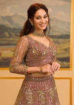 Desirable Pink Color Georgette  Fabric Wedding Lehenga