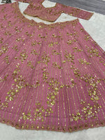 Desirable Pink Color Georgette  Fabric Wedding Lehenga
