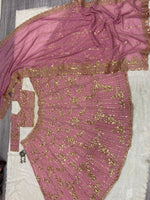 Desirable Pink Color Georgette  Fabric Wedding Lehenga