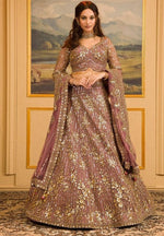 Desirable Pink Color Georgette  Fabric Wedding Lehenga