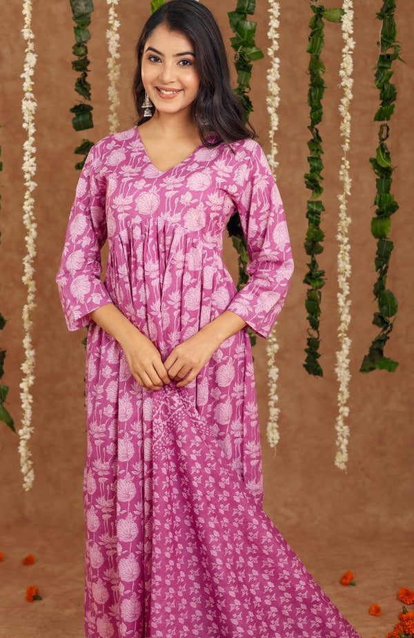 Amazing Pink Color Cotton Fabric Designer Suit