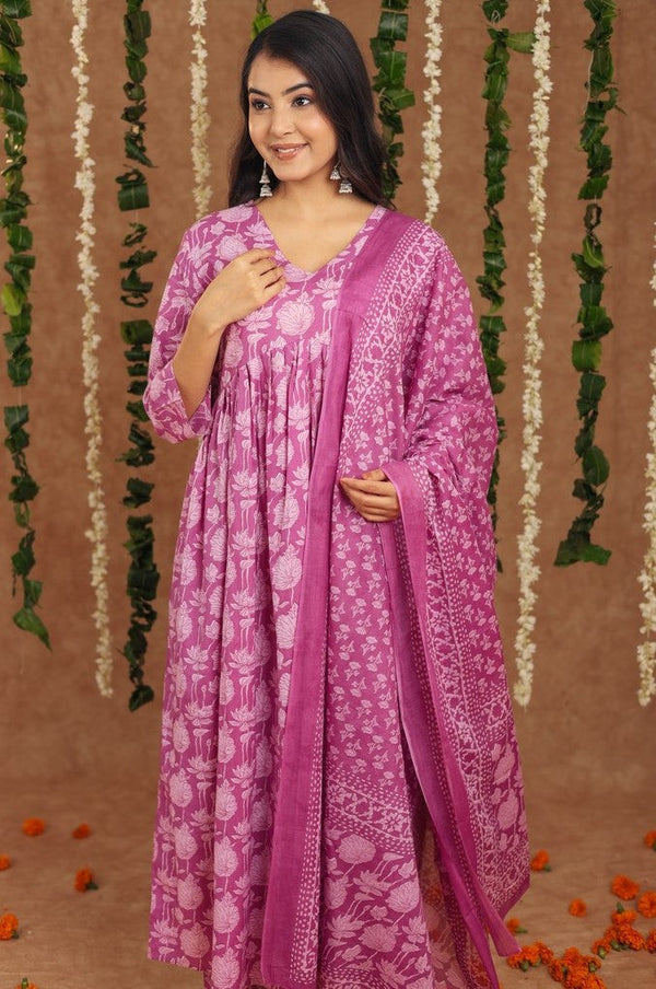 Amazing Pink Color Cotton Fabric Designer Suit