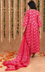 Amazing Red Color Cotton Fabric Designer Suit