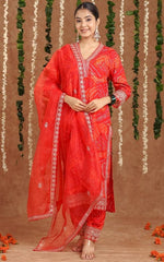 Amazing Red Color Rayon Fabric Designer Suit