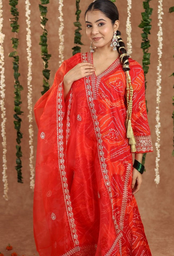 Amazing Red Color Rayon Fabric Designer Suit