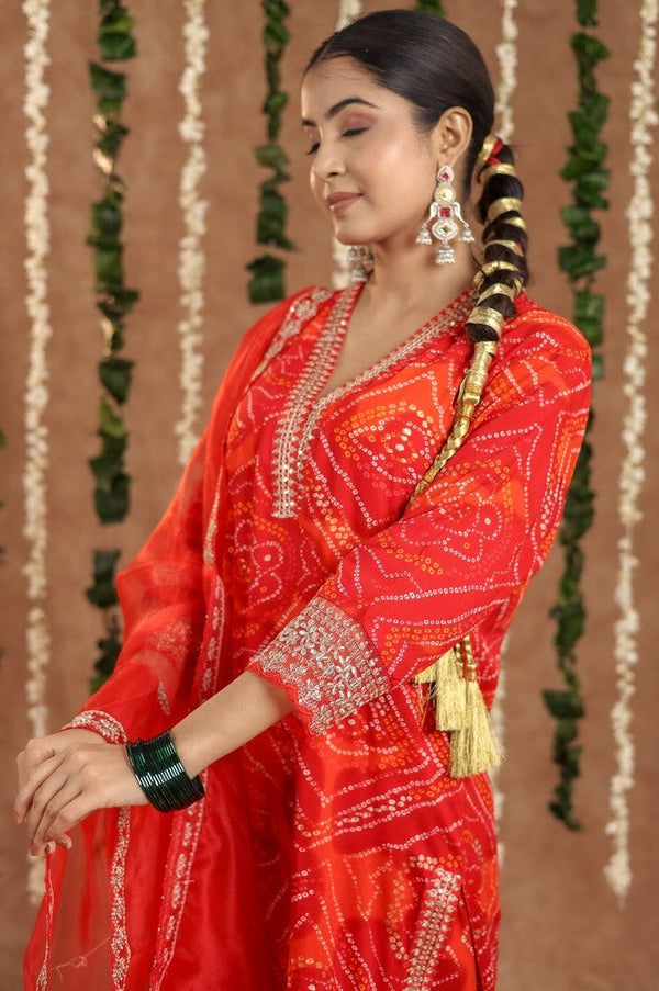 Amazing Red Color Rayon Fabric Designer Suit