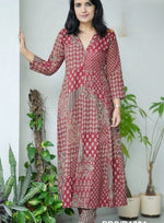 Amazing Maroon Color Cotton Fabric Cotton Kurti