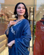 Amazing Blue Color Cotton Fabric Designer Suits