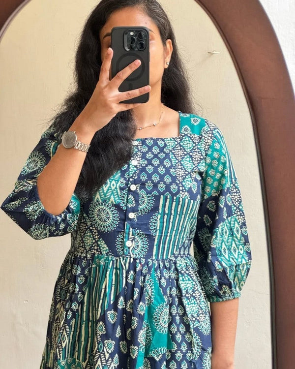 Amazing Blue Color Cotton Fabric Cotton Kurti