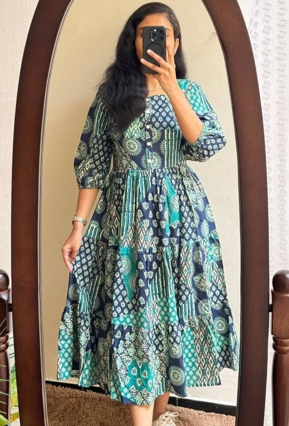 Amazing Blue Color Cotton Fabric Cotton Kurti