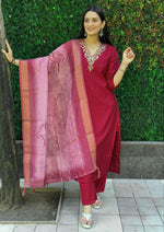 Gorgeous Maroon  Color Silk Fabric Designer Suit