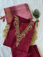 Gorgeous Maroon  Color Silk Fabric Designer Suit