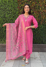 Gorgeous Pink Color Silk Fabric Designer Suit