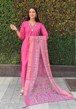 Gorgeous Pink Color Silk Fabric Designer Suit