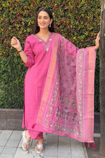 Gorgeous Pink Color Silk Fabric Designer Suit